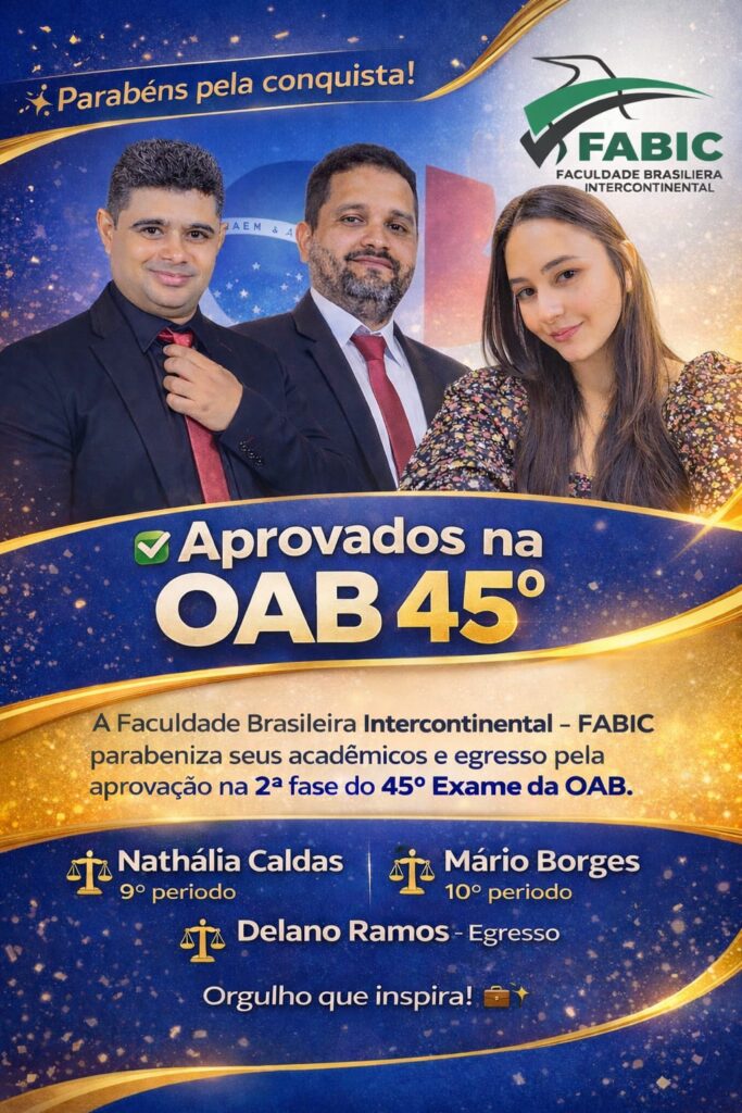 FABIC celebra aprovação de acadêmicos no CRC 2025.1 e na OAB 45º Exame